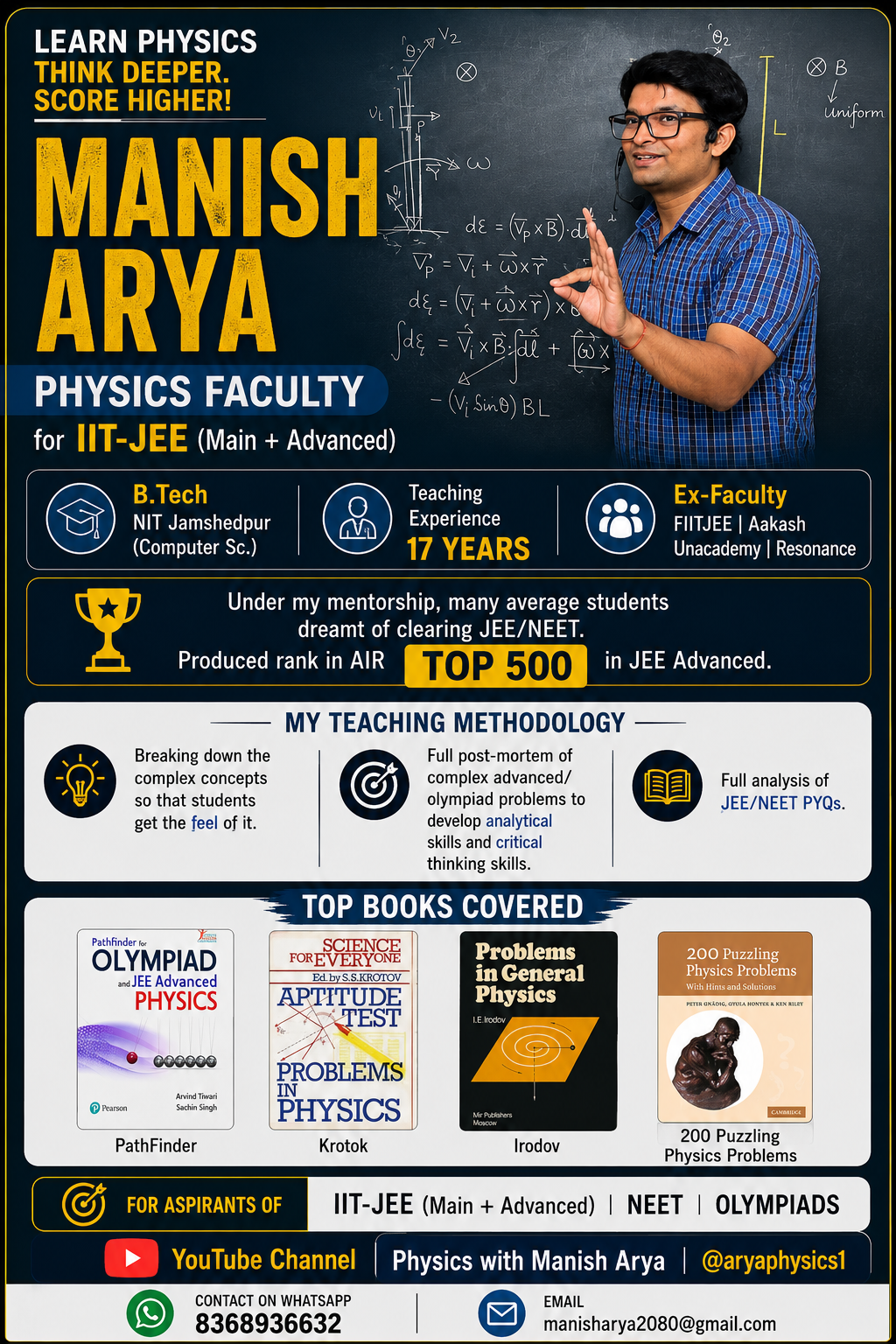 Manish Arya — Physics Faculty for IIT-JEE, NEET, AP and IB Physics
